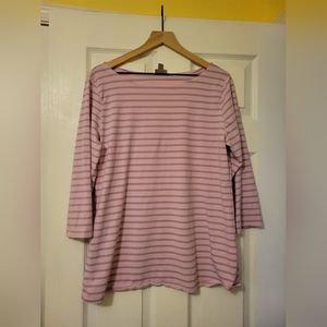 SUPER SOFT great condition Large J Jill Stretch 3/4 sleeve shirt pink stripes